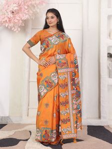 Beau saree formel pour femmes en mélange de soie lourde pour les occasions de fête-Prêt à porter - Product Image 6