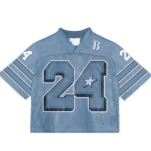 Hombre personalizado recortado de gran tamaño Vintage Streetwear deportes Retro americano Boxy malla 100% algodón camisetas para hombres suelto ajuste impreso - Product Image 5