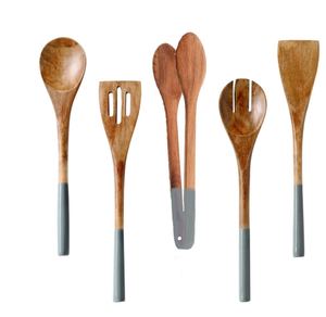 Herramientas de ensalada personalizadas de primera calidad, juego de servidor de madera de diseño superior de 2 piezas, mayorista directo de fabricante - Product Image 3