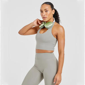 เสื้อครอปแบบคล้องคอของผู้หญิงเสื้อครอปเอวลอยสำหรับออกกำลังกายออกกำลังกายเนื้อนิ่มน้ำหนักเบา - Product Image 4