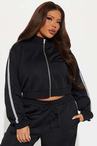 Sudaderas con capucha recortadas de alta calidad con cremallera para mujer, logotipo personalizado bordado, fabricante de sudaderas con capucha con cremallera de felpa francesa de gran tamaño - Product Image 6