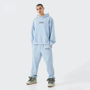 Conjunto de Sudadera con Capucha y Pantalones Deportivos de Dos Piezas con Costuras en Contraste y Cierre de Cremallera, Ropa Deportiva Informal para Hombre, con Logotipo Personalizado - Product Image 4