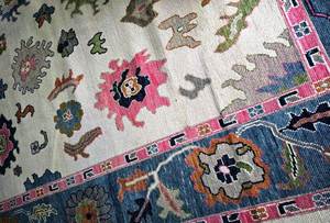 Tuscan White Pink Teal Turkish Oushak realizzato in lana 100% tappeto naturale morente soggiorno qualsiasi stanza nave rapida 9x12, 10x14 CRug