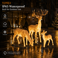 Famille de rennes en fibre de verre grandeur nature avec LED, étanches IP65, statues décoratives de Noël pour l'extérieur, grandes décorations festives pour centres commerciaux