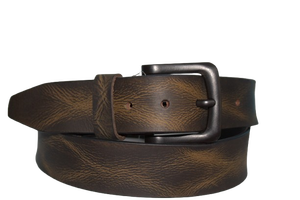 Cinturón de cuero genuino para hombre, acabado envejecido marrón vintage con hebilla negra mate | Ropa informal | OEM disponible - Product Image 6