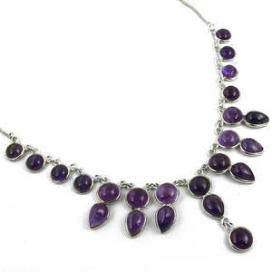 Collar con Colgantes y Dijes de Plata de Ley 925 con Piedra Preciosa de Amatista para Mujer - Product Image 1