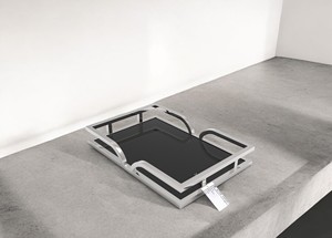 Sleek Modern Rectangular Metal <b>Tray</b> with Black Base Ideal for Serving <b>Drinks</b> Kitchen Use or Stylish Tabletop Display - Product Image 2