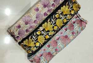 Cordones Bordados florales multicolores hechos a medida en tamaño 2 pulgadas, ideales para usar en adornos de prendas y Diseñadores de ropa - Product Image 3