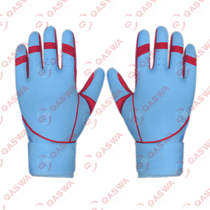 Nuevos y elegantes guantes de bateo de béisbol azules y rojos de cuero genuino de alta calidad transpirables resistentes para Unisex - Product Image 1