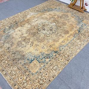 Turkish Oversize Eco-Friendly Rug 9.2x12.2 ft (279x372 Cm) Vintage <b>Brown</b> Patchwork <b>Wool</b> Rug with Latex Backing - Product Image 1