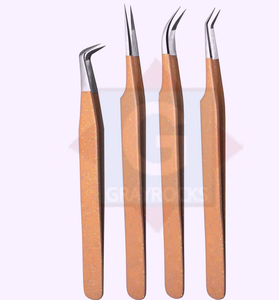 Pince à épiler à prise en fibre d'acier inoxydable avec logo personnalisé en acier inoxydable pince à épiler à 90 degrés pour extension de cils - Product Image 5