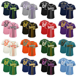 Camisa de béisbol de alta calidad, venta al por mayor, uniformes de béisbol de Club bordados, estampado Digital, Unisex, a rayas, transpirable, antibacteriano - Product Image 2