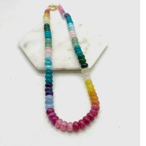 PJ-C046 Wholesale Cheap Price Fashion Charm Necklace <b>Gold</b> Plated Blue Pink Green Resin Pendant Necklace for Women - Product Image 3