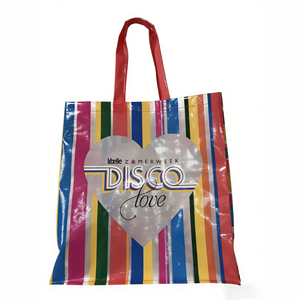 Bolsas de Compras de Polipropileno Tejido a Rayas con Asa de Tela No Tejida y Opciones de Varios Tamaños - Product Image 1