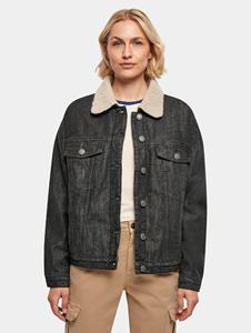 Chaqueta de mezclilla OEM para mujer Schwarz personalizada de gran tamaño con cierre de botón con forro Sherpa diseñada para mujer para la comodidad de todas las estaciones - Product Image 3