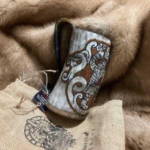 Taza de cuerno vikingo bebiendo Animal ecológico 3D tallado a mano grabado de alta calidad - Product Image 1