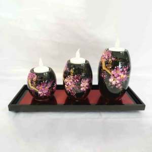 Luxury lacquer <b>candle</b> holder handmade lacquered <b>tea</b> <b>light</b> stand lacquerware for home accessory - Product Image 5