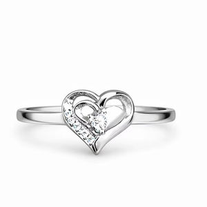 Bague en forme de cœur en argent sterling 925, élégante, minimaliste, en argent massif pour femmes, bijoux de promesse tendance - Product Image 1