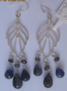 Pendientes de Plata de Ley 925 con Iolita Natural para Mujer, Shah Gems, Accesorio de Moda - Product Image 1