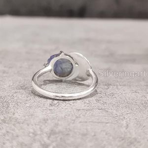 Bague pour femme en Tanzanite naturelle, pierre de naissance de décembre, lune croissante, bijoux faits à la main, bague en argent sterling 925 - Product Image 6