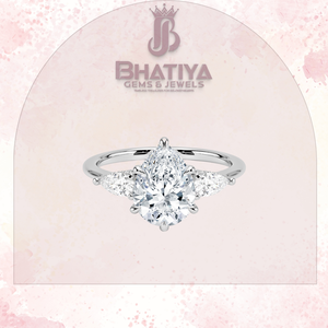 Poire Cut 1-3 CT Centre Pierre Laboratoire Cultivé Diamant Bague De Fiançailles Solitaire Trois Pierre Anneau Cadeau De Noël pour les Femmes - Product Image 5