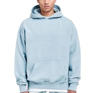 Sweat à capuche épais 100% coton pour hommes tendance de rue en coton avec logo personnalisé pull surdimensionné à épaules tombantes 2026 - Product Image 1