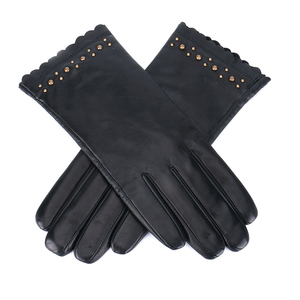 Gants d'hiver en cuir de mouton pour femmes Pakistan Gants de conduite en plein air chauds Strass Style Poignet Longueur Gants d'hiver unis - Product Image 5