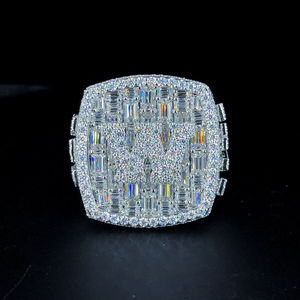 Luxury 14k 18k White Gold & 925 Sterling Silver Synthetic Diamond Wedding <b>Ring</b> with Customized Design Rhodium Plated for Women - Product Image 3