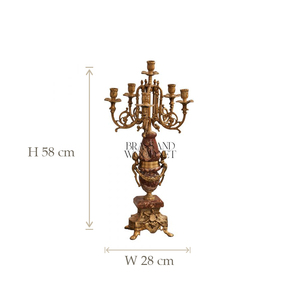 antique <b>marble</b> and brass <b>clock</b> set with ornate candelabras handcrafted luxury vintage decoration elegant home accessory - Product Image 5