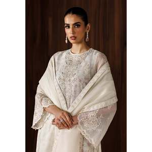 Embroidered Cotton Chiffon <b>Net</b> <b>Fabric</b> UF-4440 Three-Quarter Sleeve Top for Spring/Summer - Product Image 3