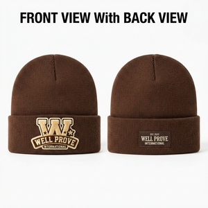 Bonnet en tricot torsadé acrylique premium 320 GSM gris chiné à 4 panneaux, chapeau d'hiver avec logo brodé personnalisé, ajustable, unisexe - Product Image 5