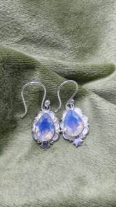 Exclusive Handmade 925 Sterling Silver <b>Earrings</b> with Opal Gemstone Teardrop Design Jewelry For Her - Product Image 6