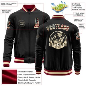 Personnalisé Noir Vintage USA Drapeau Personnalisé-Marron Bomber Varsity Letterman Zipper Jacket Coupe-Vent vintage Hommes Varsity Jacket - Product Image 2