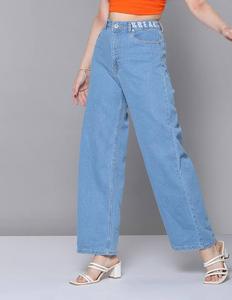 Jin pacar lurus wanita denim pinggang tinggi premium kustom kualitas standar - Product Image 2