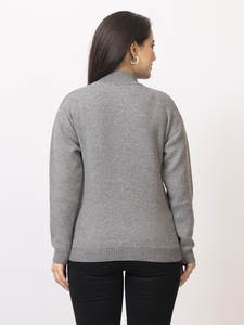 Suéter de Punto para Mujer, Cuello Alto, Manga Larga, Color Sólido, con Detalle de Tachuelas, Estilo Casual, para Invierno, Suave, Cálido y a la Moda - Product Image 2