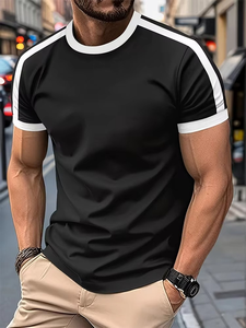 Vêtements en vrac 2025 été hommes t-shirt col rond Design de mode Slim Fit solide chemise homme hauts t-shirts à manches courtes t-shirt pour hommes - Product Image 6