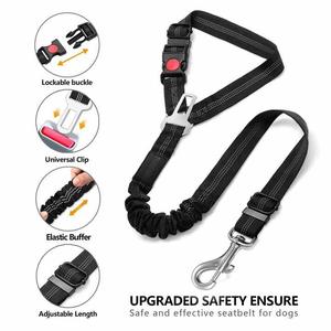 2 in 1 verstellbare elastische Bungee-Rückhaltes chnur Hund Auto Sicherheits gurt Leinen geschirr sichert 360-Grad-Drehgelenk an Kopfstütze für Auto - Product Image 6