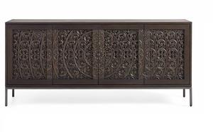 Moderno armario de aparador de madera tallada CNC de 4 puertas-Almacenamiento duradero ecológico para entrada de dormitorio granja baño cocina comedor - Product Image 2