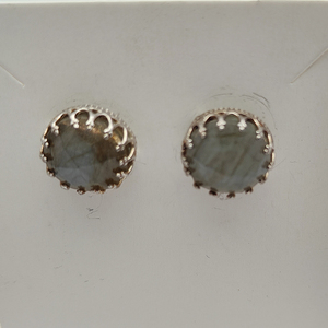 Natural Labradorite 12mm 925 Sterling Silver Designer <b>Stud</b> <b>Earrings</b> Handmade <b>Fine</b> Jewellery Gemstone for Trendy Weddings Parties - Product Image 5