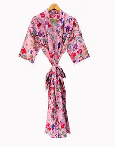 Peignoir Kimono en coton imprimé floral de luxe élégant pour femmes été automne léger doux confortable pour se prélasser Spa plage - Product Image 1