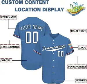 Camiseta de Béisbol Azul Marino Personalizada con Botones, Nombre del Equipo y Número Personalizados, Camiseta Deportiva de Manga Corta para Hombre - Product Image 3