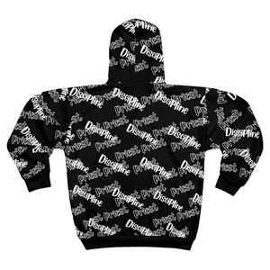 Sweat-shirt à capuche zippé pour homme, imprimé intégral, motif noir et blanc, coupe classique, style streetwear, pour l'automne - Product Image 5
