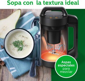 Philips Viva Collection SoupMaker, 1.2 L, fait 2-4 portions, 6 programmes prédéfinis, noir et acier inoxydable (HR2204/70) - Product Image 2