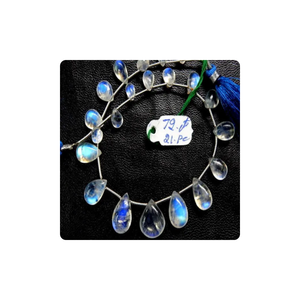 Bleu feu haute qualité naturel arc-en-ciel pierre de lune lisse Briolette poire perles 8 pouces brin pour la fabrication de bijoux - Product Image 3