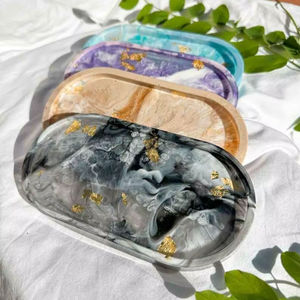 Resin Decorative <b>Tray</b> in Multiple Colors Cosmetic Organizer Home Decor Oval Resin <b>Tray</b> Vanity <b>Tray</b> High Quality - Product Image 1