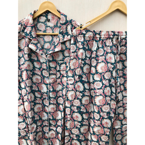 Ensemble de pyjama en coton imprimé floral fait main pour femmes, vêtements de nuit indiens, vente en gros au meilleur prix - Product Image 4