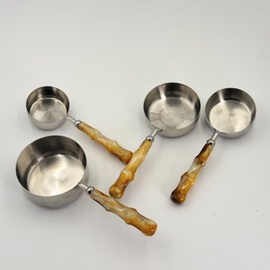 Hot Selling Mother of Stainless Steel Handmade <b>Measuring</b> <b>Cups</b> with Resin Handle for Powder Been Liquid <b>Measuring</b> in India - Product Image 2
