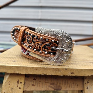 Ceinture en cuir de vache véritable de qualité supérieure, vintage, western, perlée, en alliage, écologique, entièrement faite à la main, pour hommes et femmes, cow-boy, cowgirl - Product Image 4