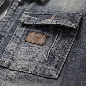 Veste en jean respirante pour homme, 100% coton, haute qualité, logo frontal, best-seller pour adultes - Product Image 6