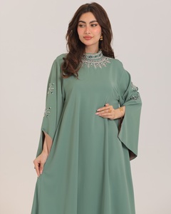 Abaya pour femmes en soie satinée de luxe de haute qualité, anti-rides, faite à la main, robe islamique turque à manches longues, Dubai, musulmane, vente en gros - Product Image 6